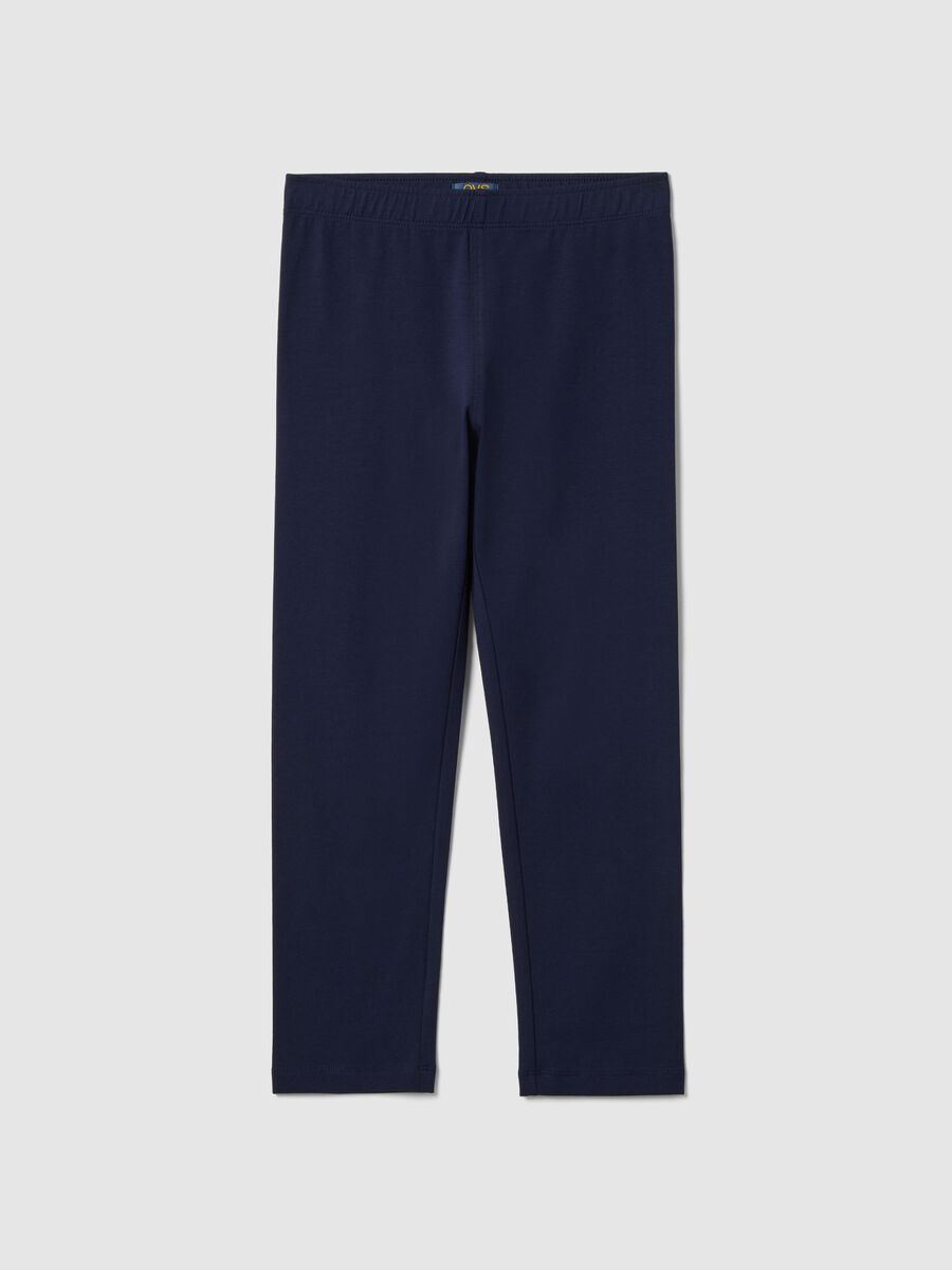 Girls' Blue Cotton Blend Skinny Leggings_3