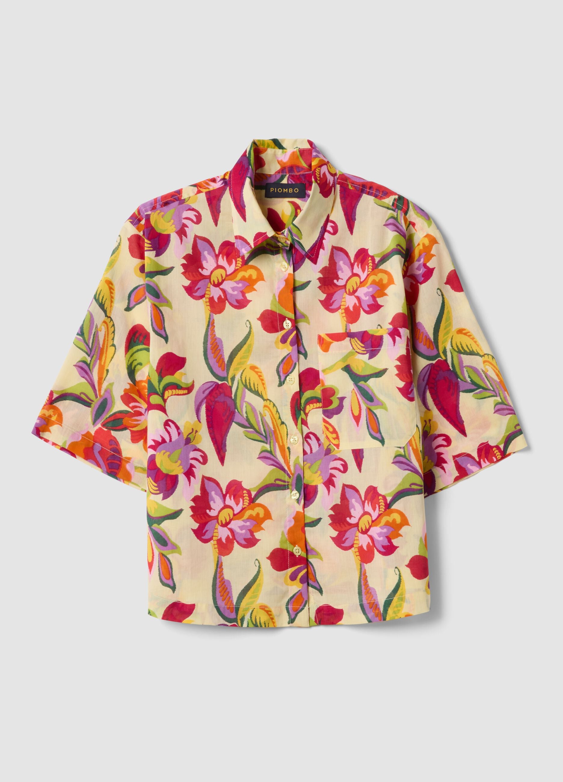 Multicolour pure cotton shirt with bold print and oversized fit