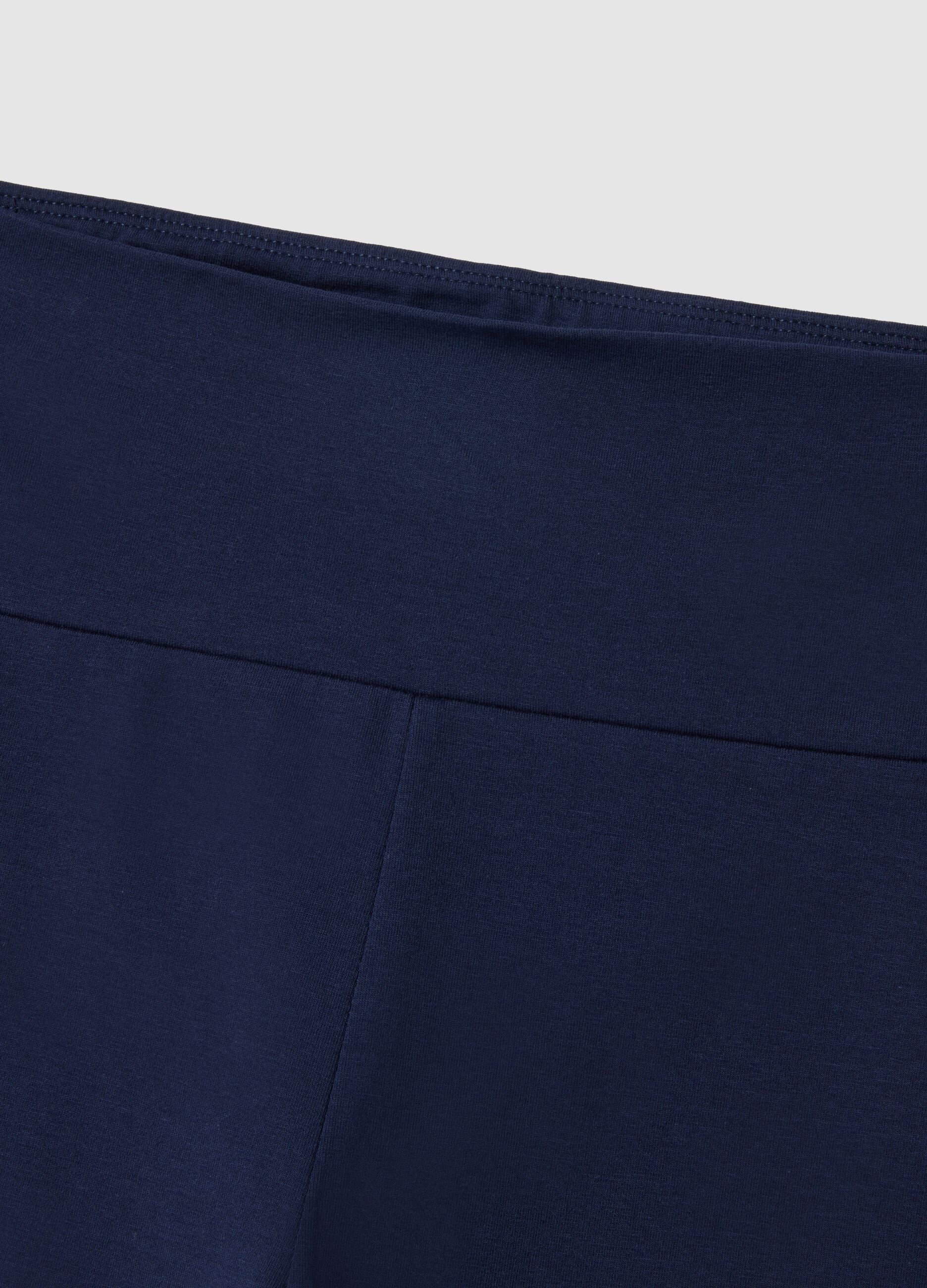 Blue Stretch Cotton Flare Fit Leggings