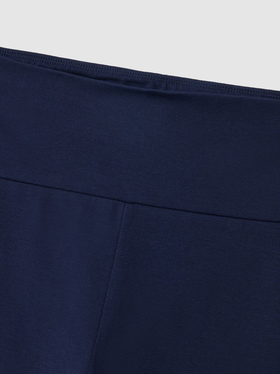 Blue Stretch Cotton Flare Fit Leggings_5