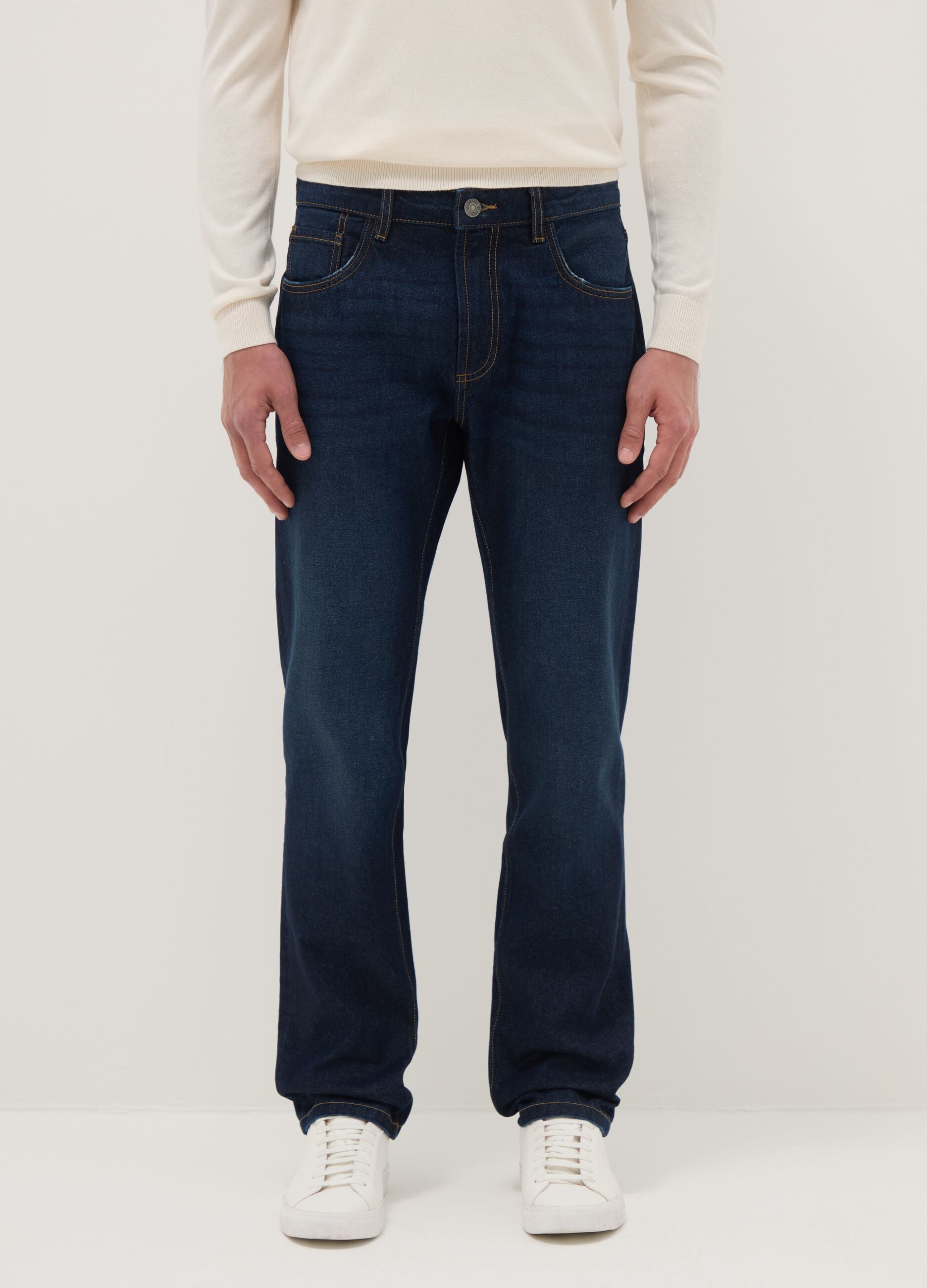 Regular Fit Blue Pure Cotton Jeans