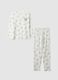 Girls' white regular fit pure cotton pyjamas with teddy bears_0