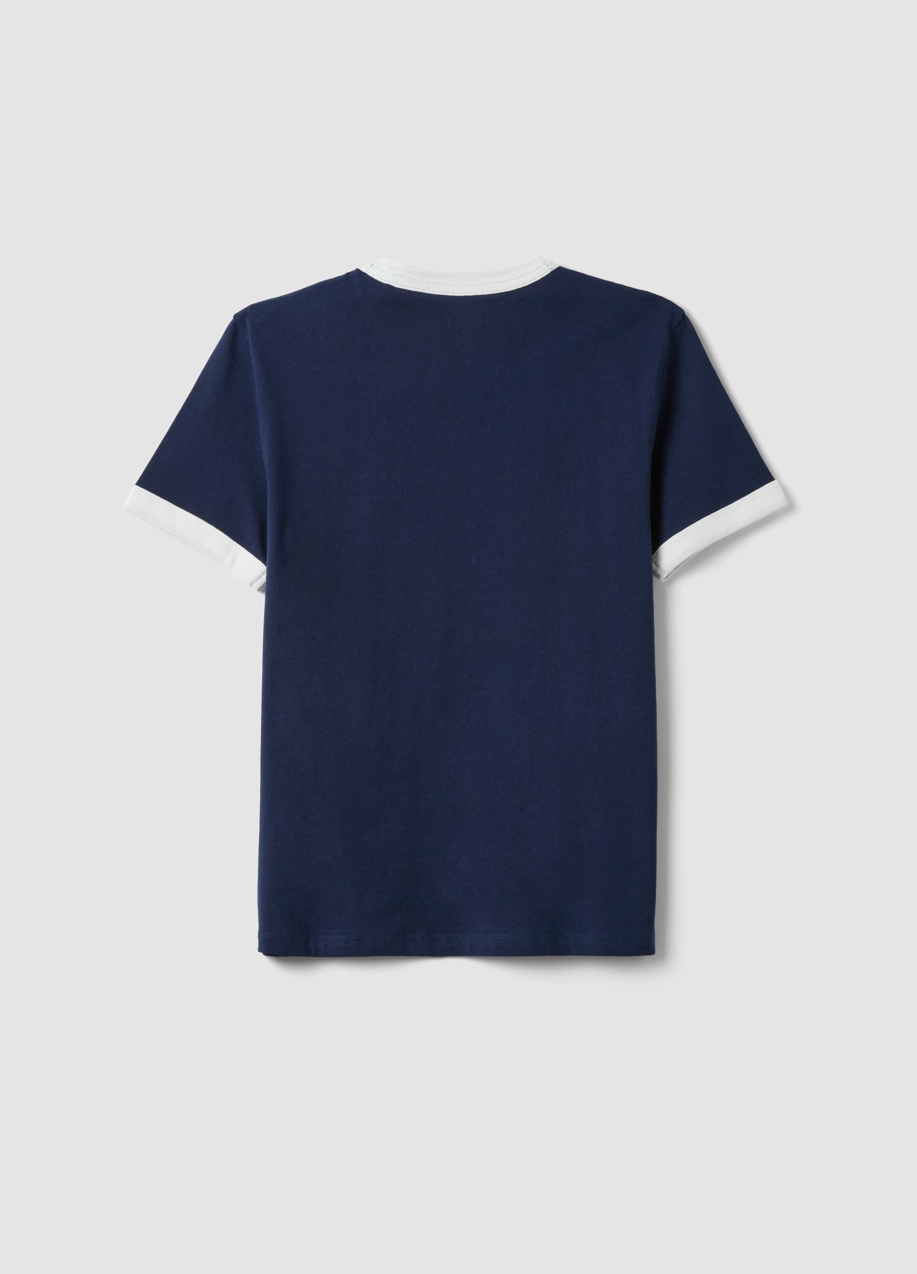 Blue organic cotton T-shirt with print, relaxed fit for boys