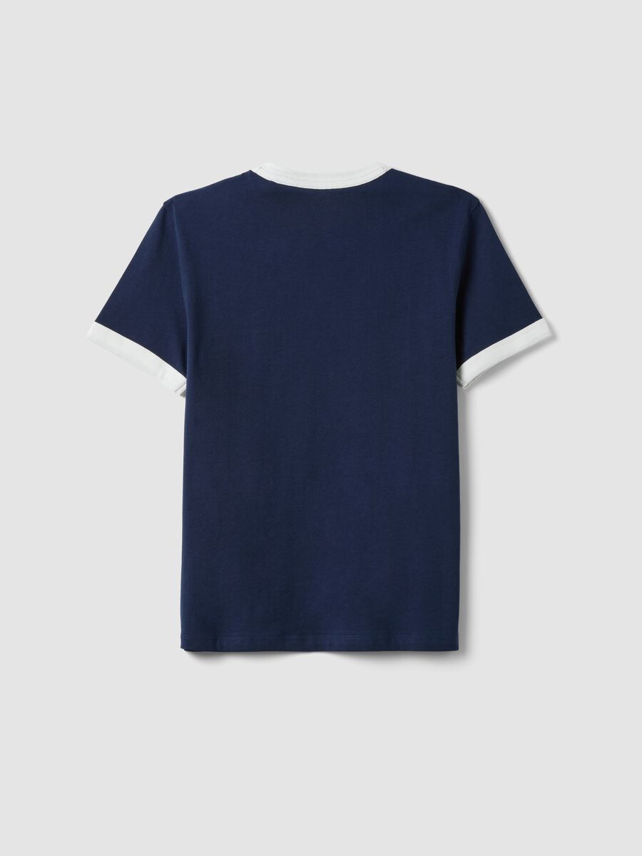 Blue organic cotton T-shirt with print, relaxed fit for boys_4