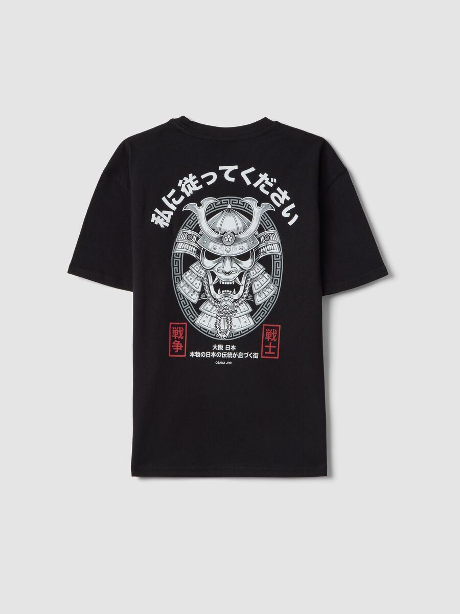 Children's black pure cotton oversized fit T-shirt with print_4