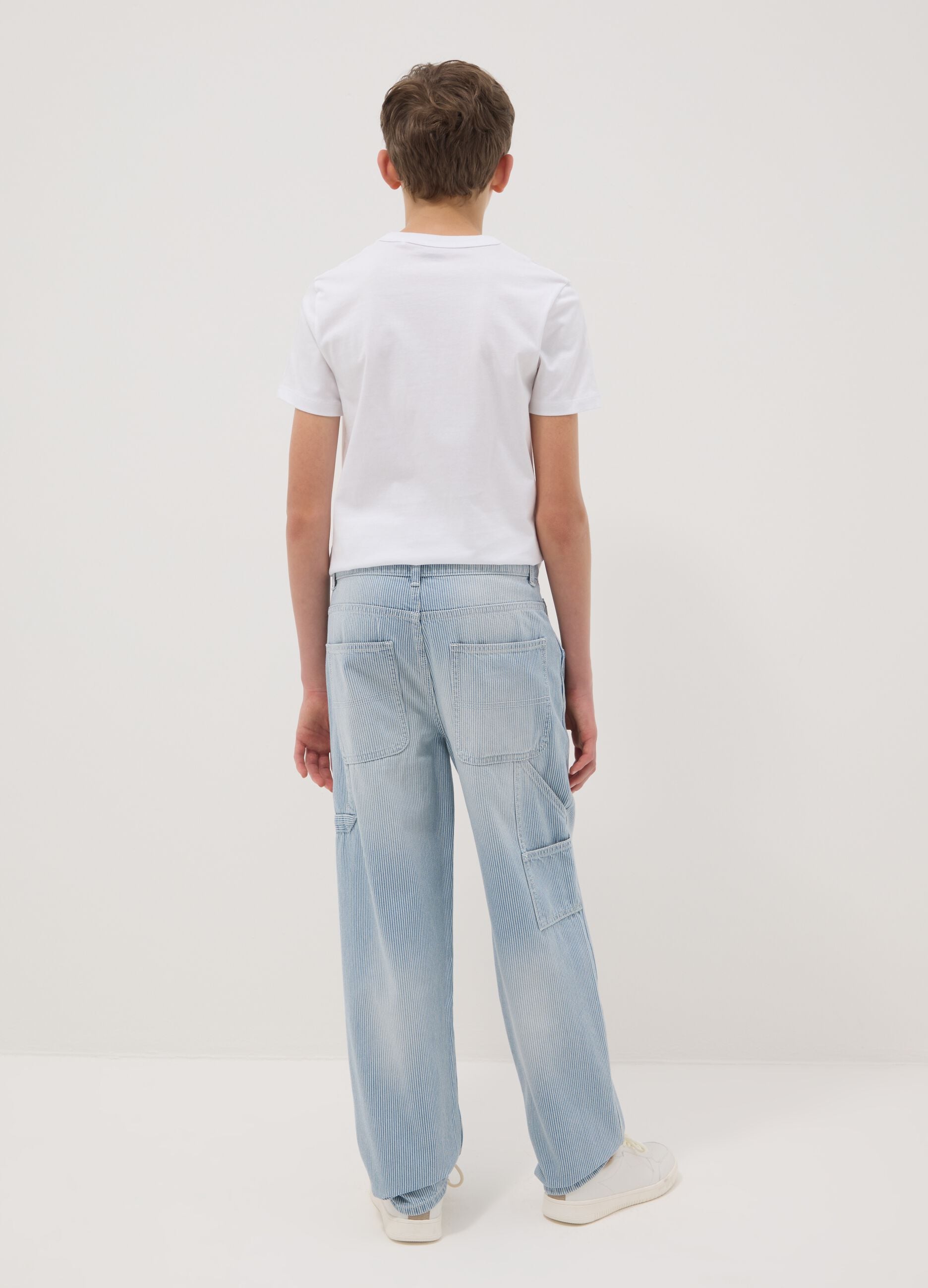 Jeans in puro cotone azzurro da ragazzo relaxed fit