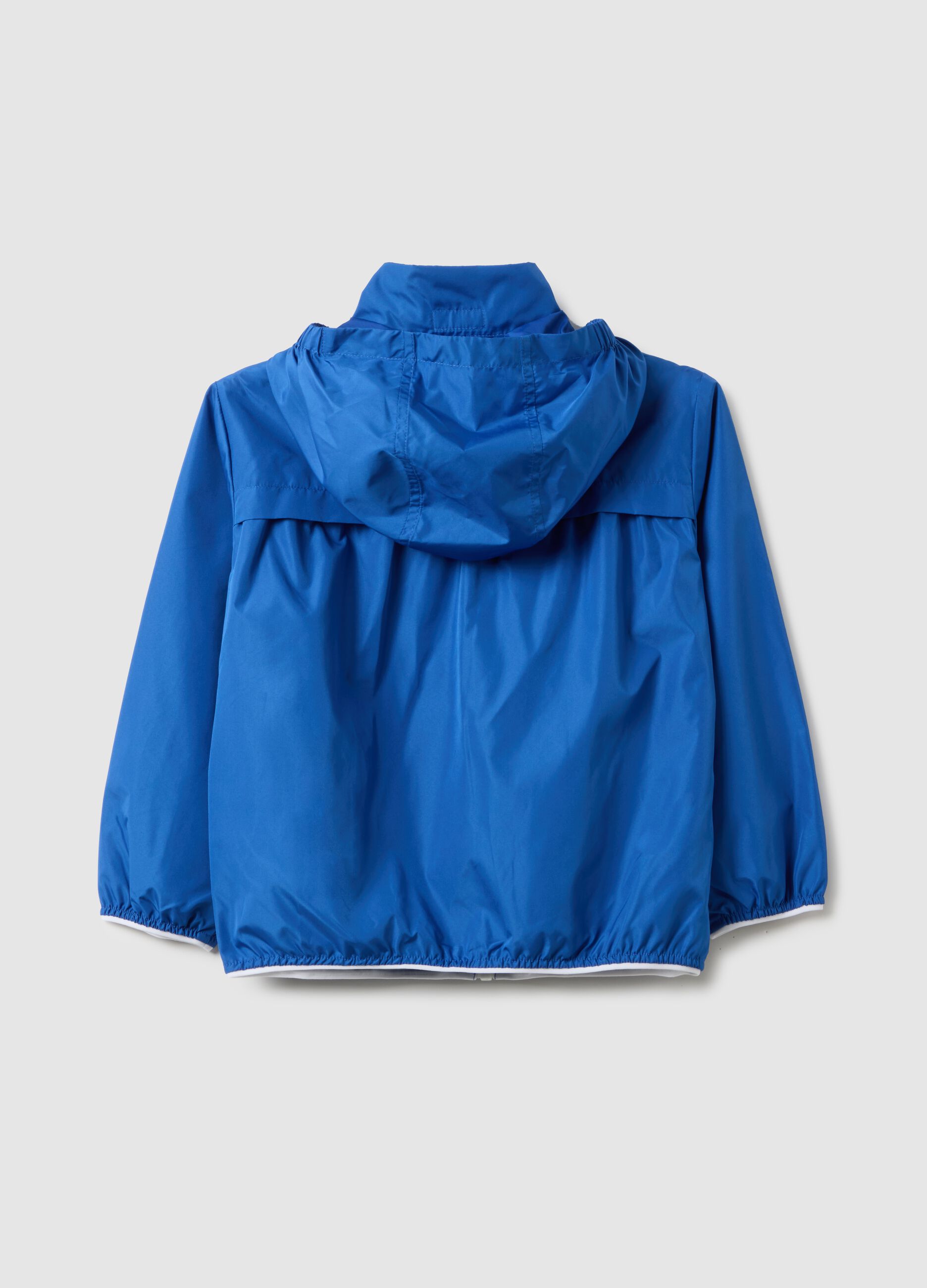 Blue mix regular fit jacket with hood for kids