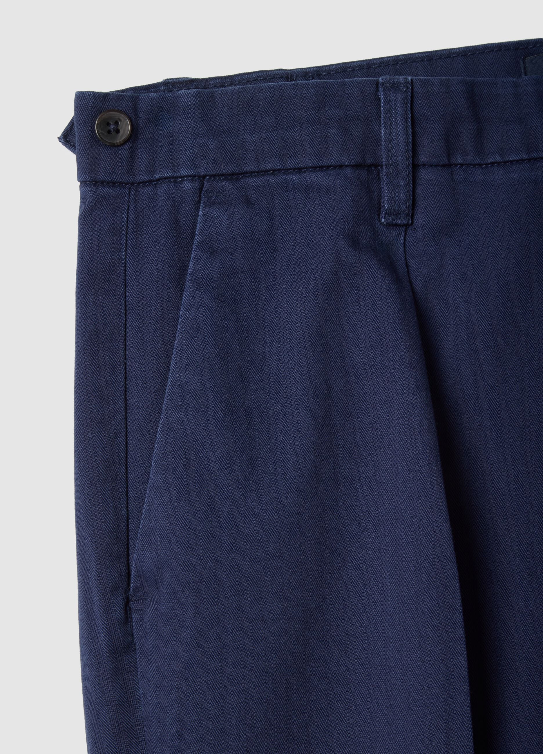 Regular fit blue pure cotton chino trousers