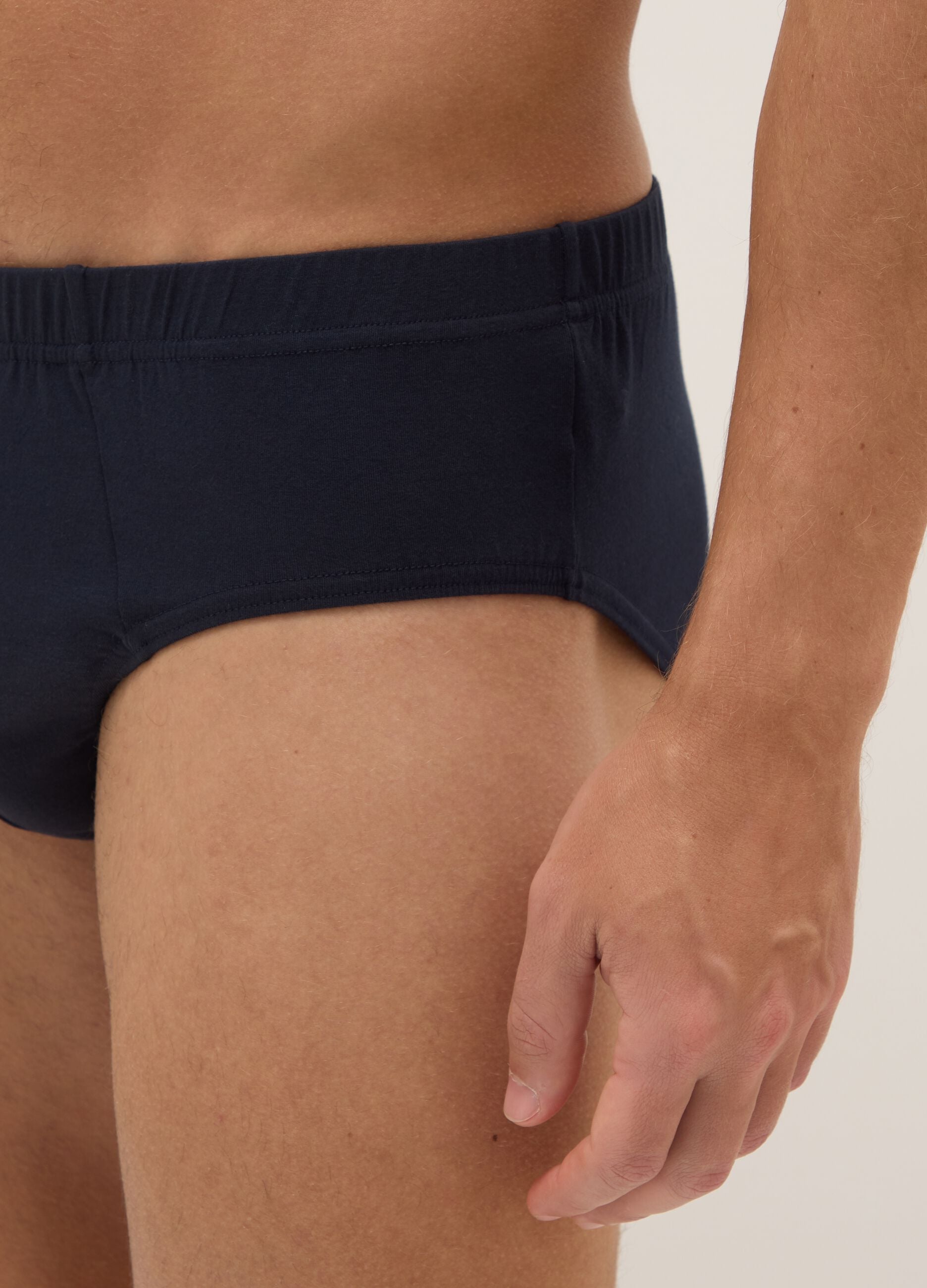 Blue stretch cotton briefs with a snug fit