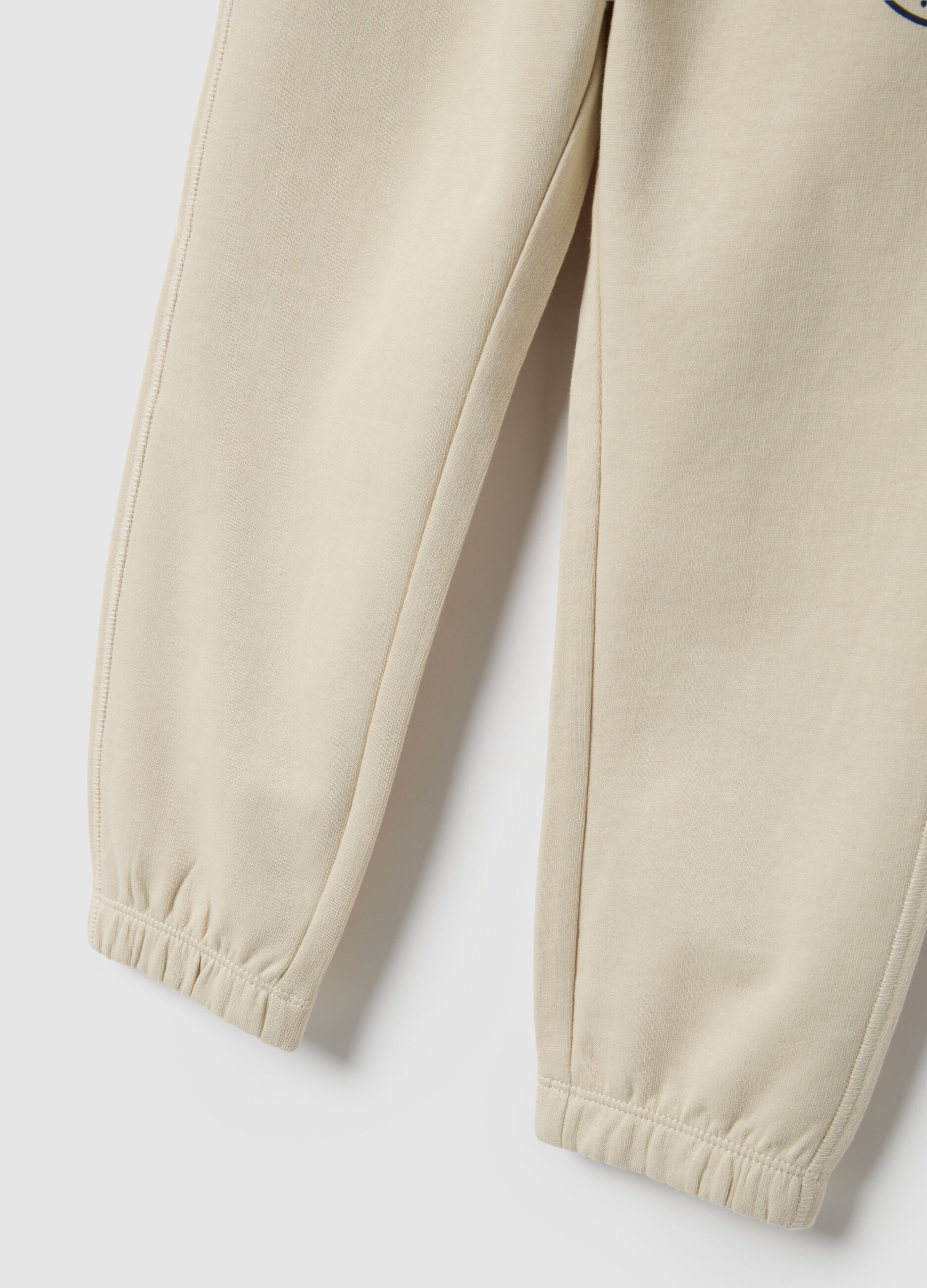 Kids' beige jogger trousers in pure cotton regular fit with logo