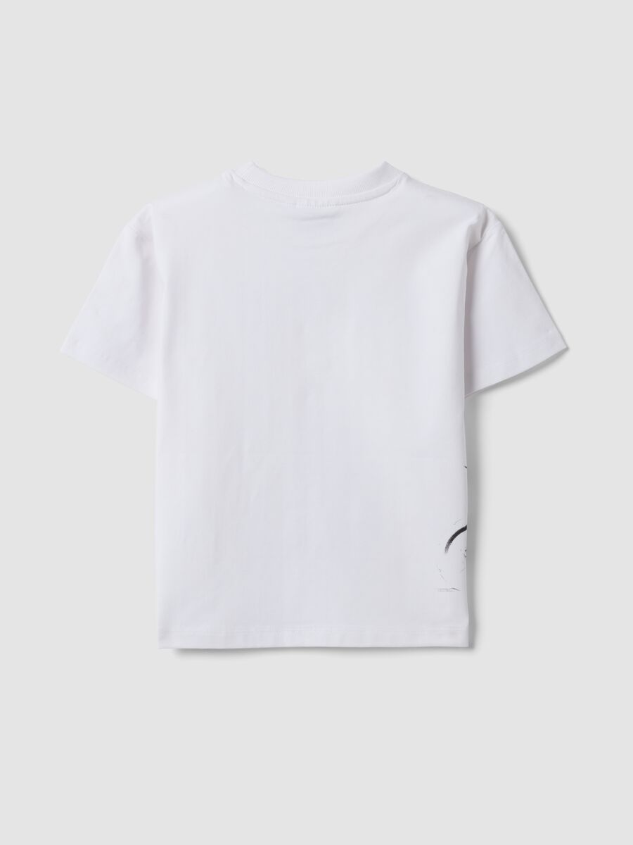 T-shirt bianca a maniche corte in cotone elasticizzato_1