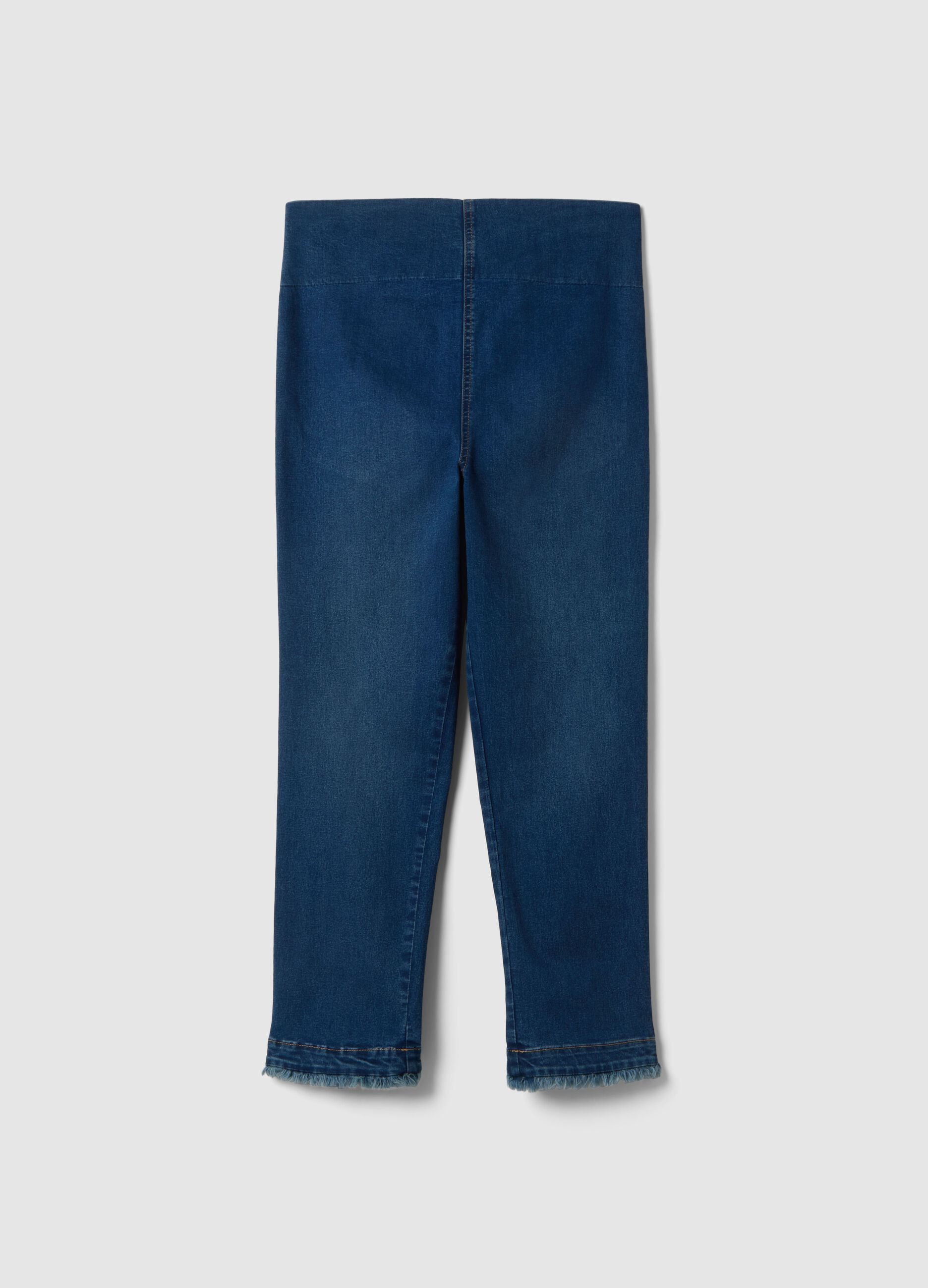 Blue Stretch Cotton Maternity Slim Trousers