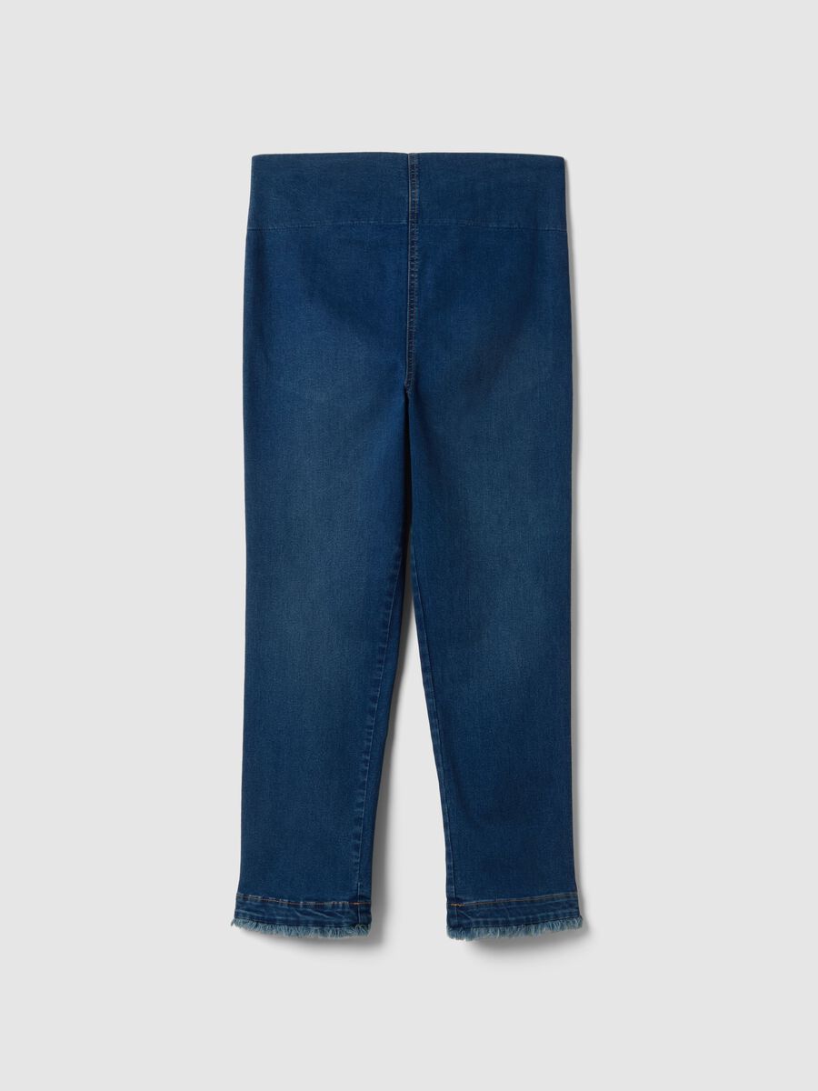Blue Stretch Cotton Maternity Slim Trousers_4