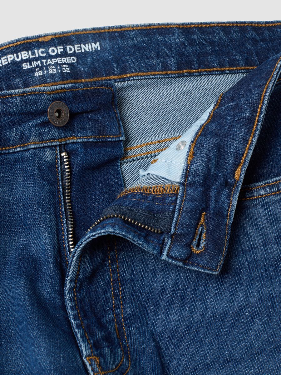 Blue slim-fit stretch cotton jeans_2