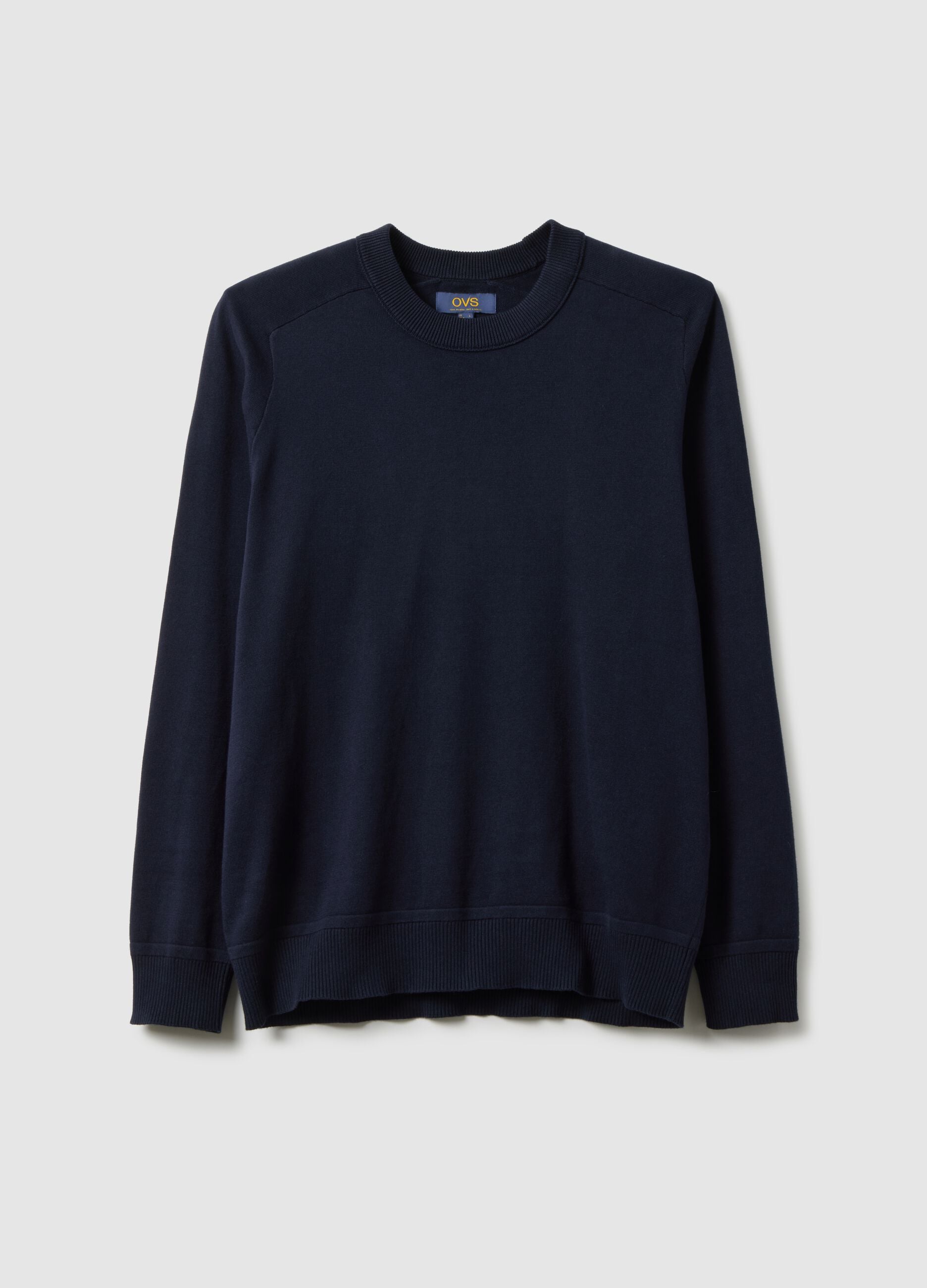 Regular fit blue crew neck pure cotton jumper