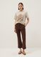 Beige short sleeve pure cotton t-shirt with regular fit and beads_1