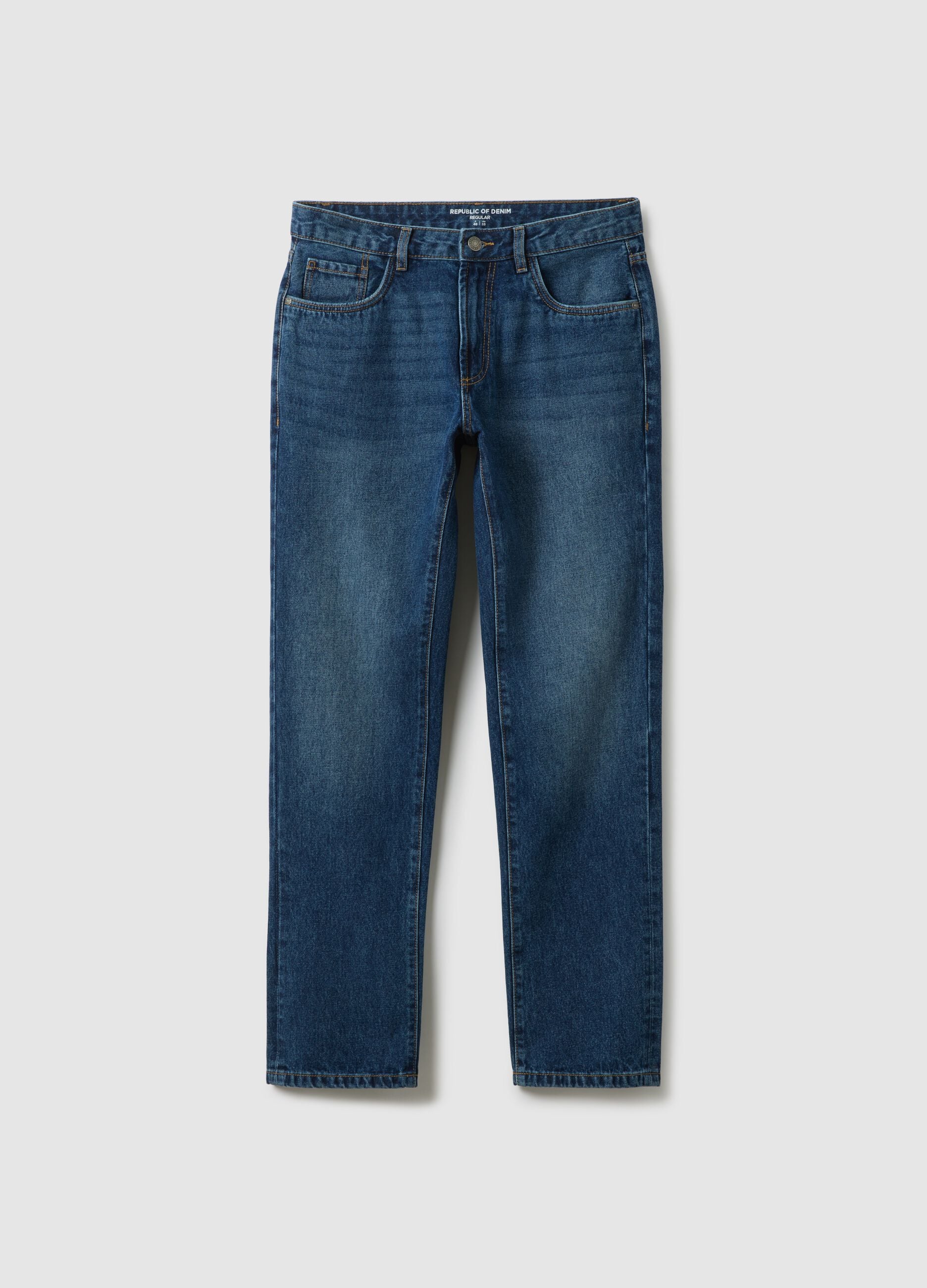Blue Pure Cotton Regular Fit Jeans