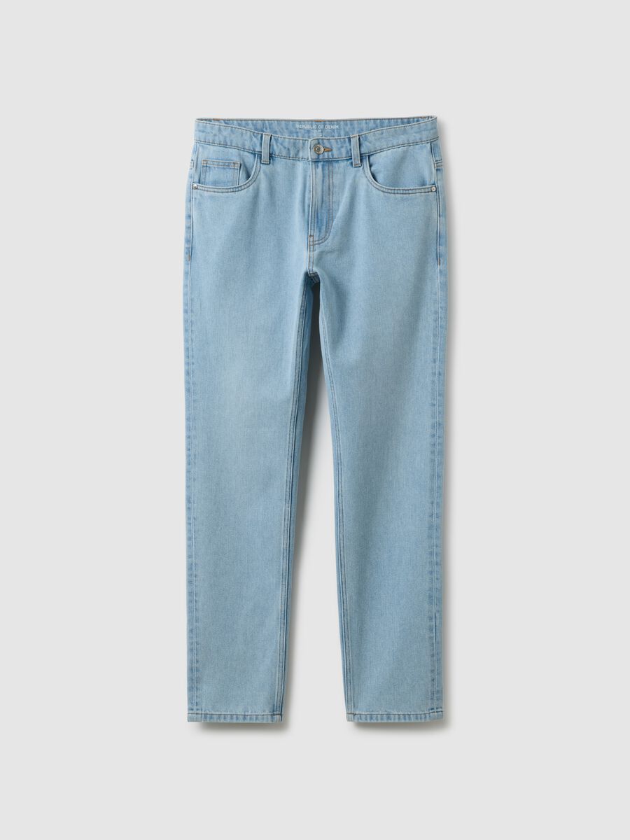 Slim fit blue cotton blend jeans_4