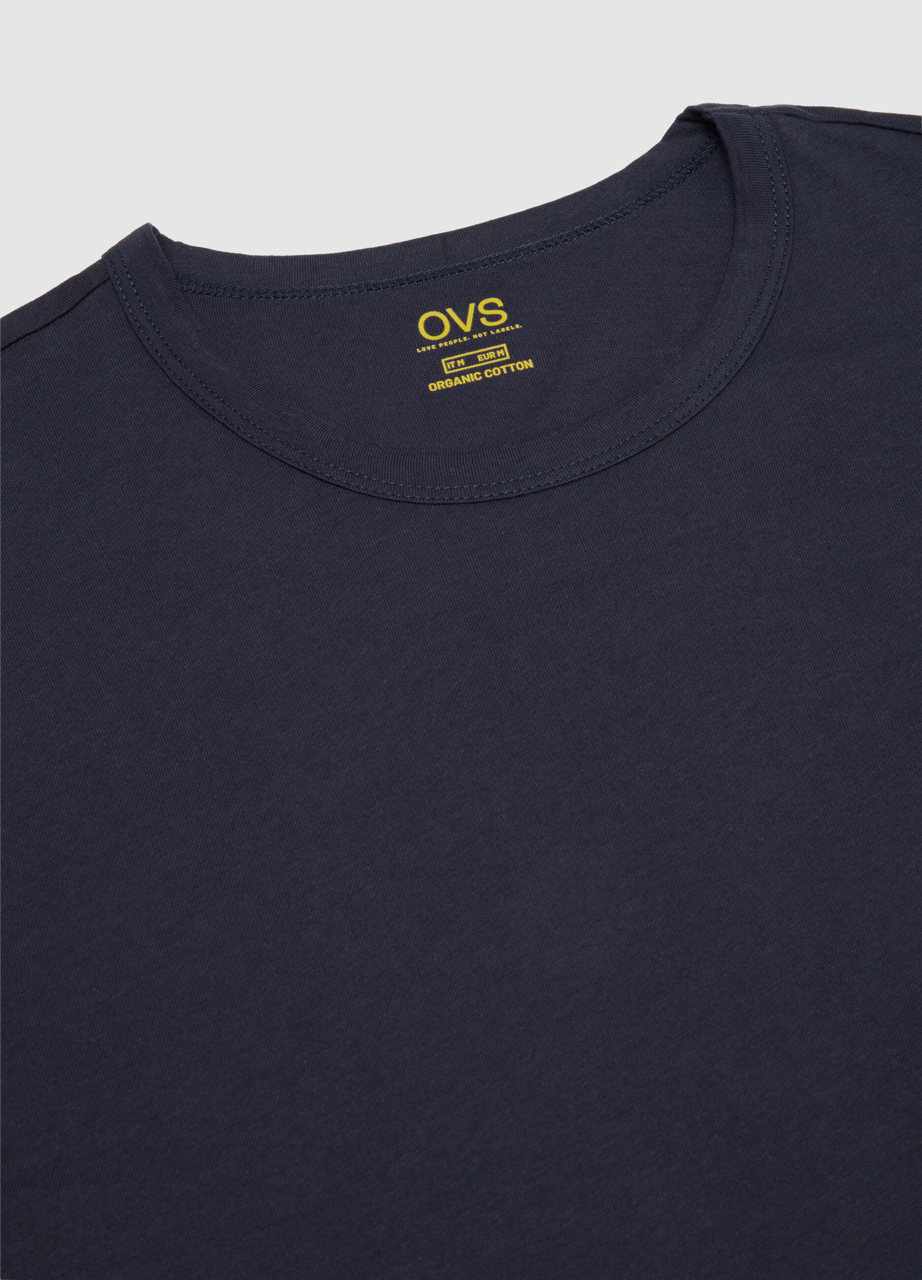 Men's blue pure cotton regular fit T-shirt