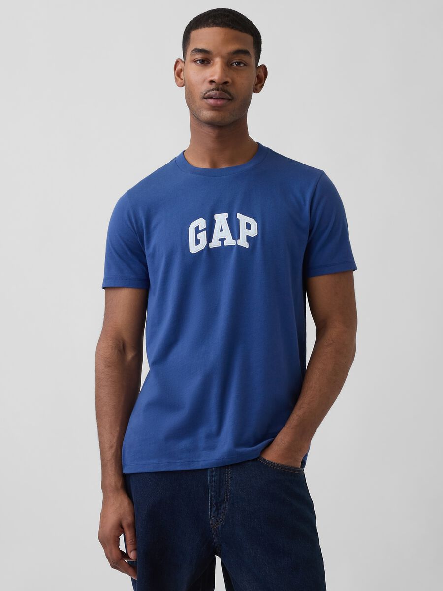 Short-sleeve pure cotton logo T-shirt_0