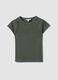 Green fitted ribbed stretch-cotton T-shirt with studs_0