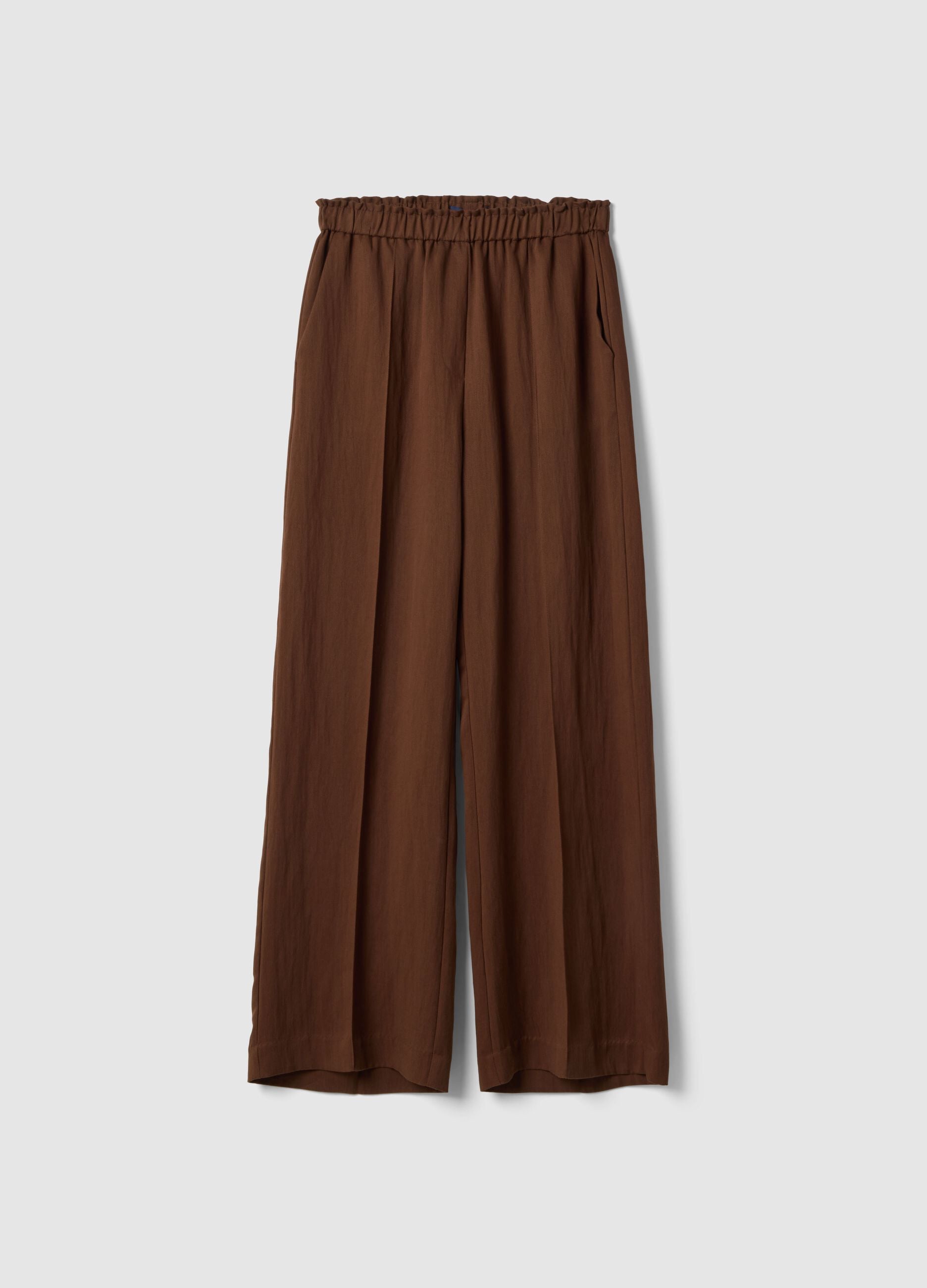 Wide leg brown jogger trousers in Lyocell and viscose blend