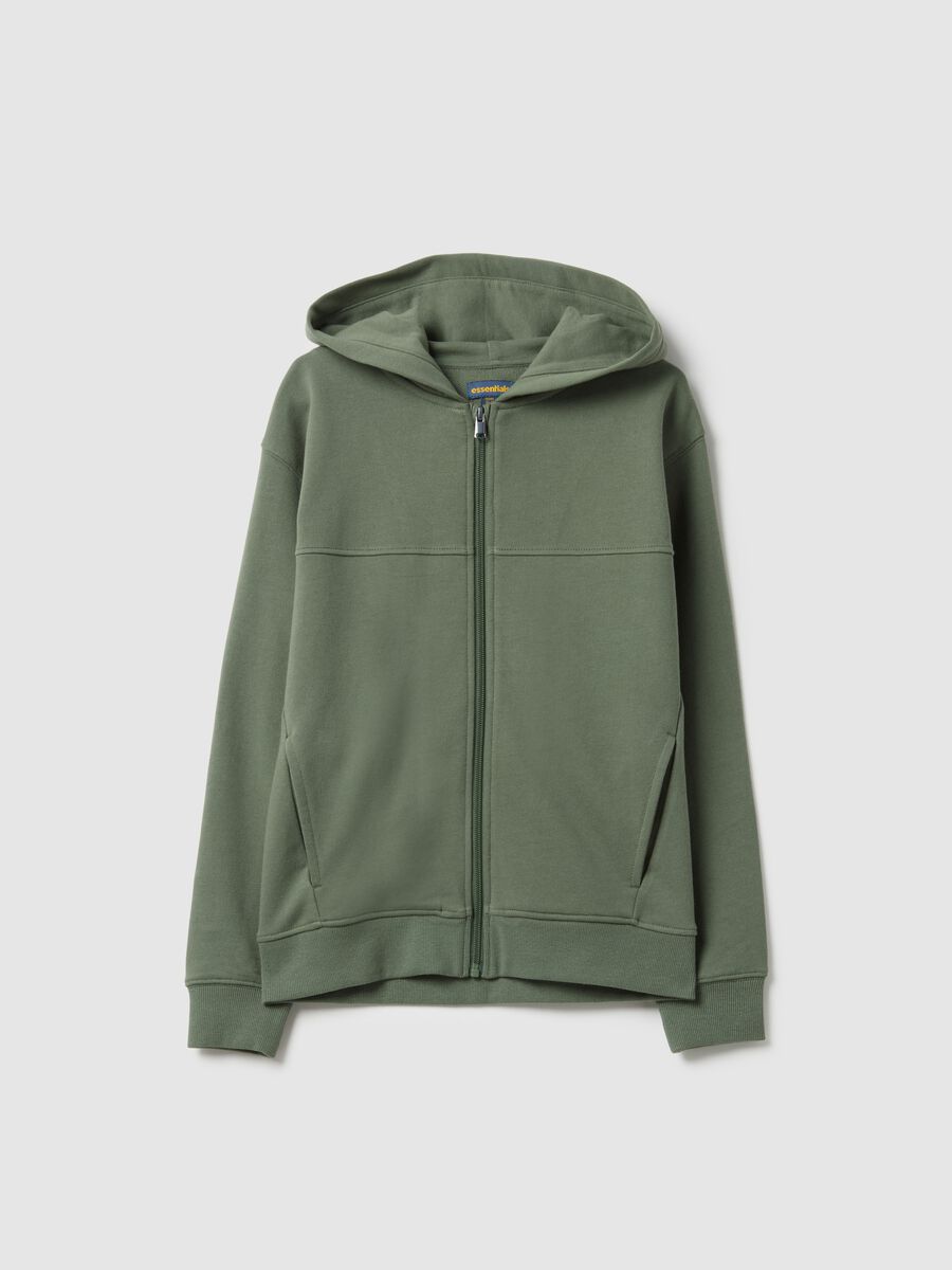 Green cotton hoodie for boys with oversized fit and zip_3