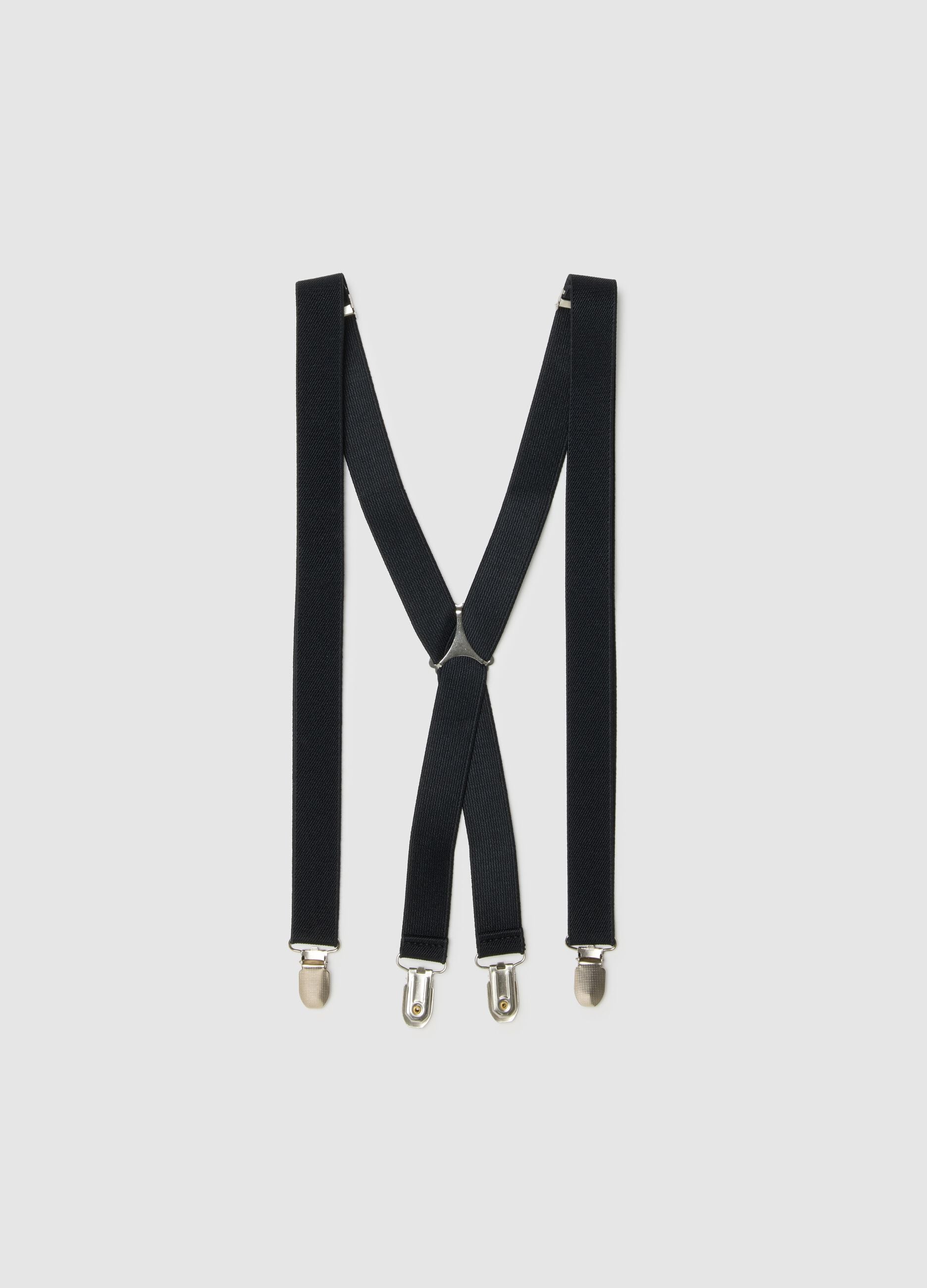 Black suspenders with adjustable closure