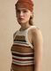 Multicolour striped fitted knitted cotton-blend top_0