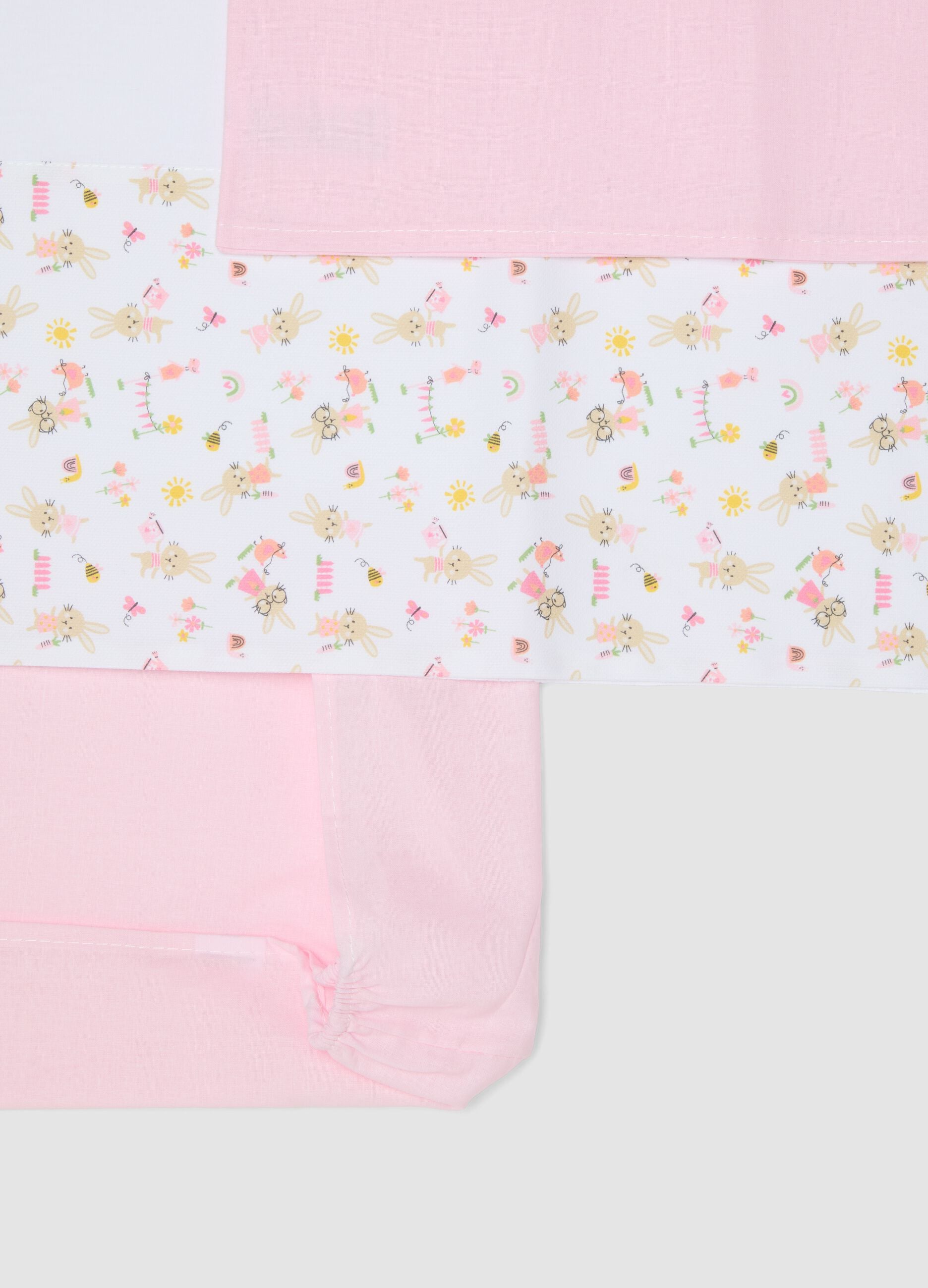 Multi-coloured pure cotton crib sheet set for baby girls