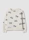 White pure cotton girls&rsquo; sweatshirt with bow print and crew neck_0