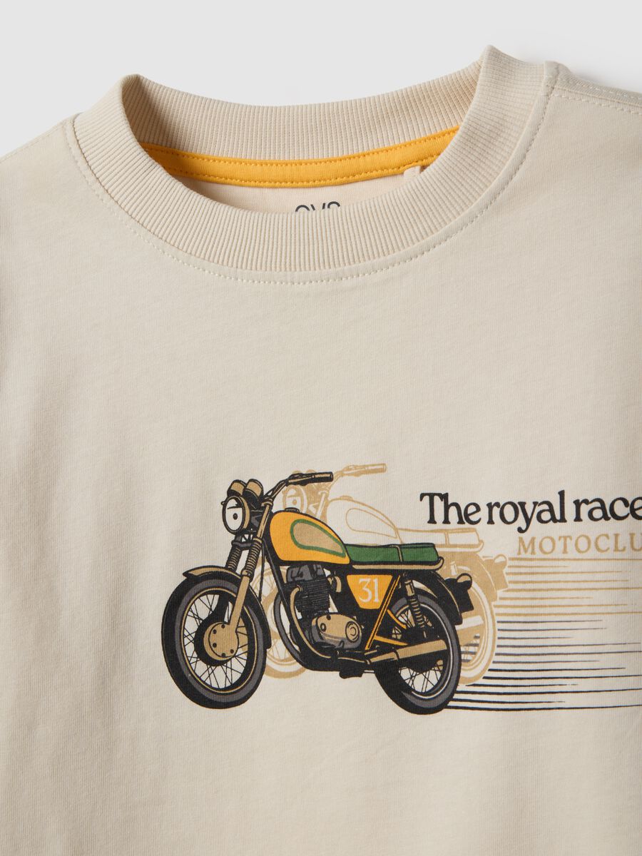 Beige pure cotton regular fit t-shirt with print_2