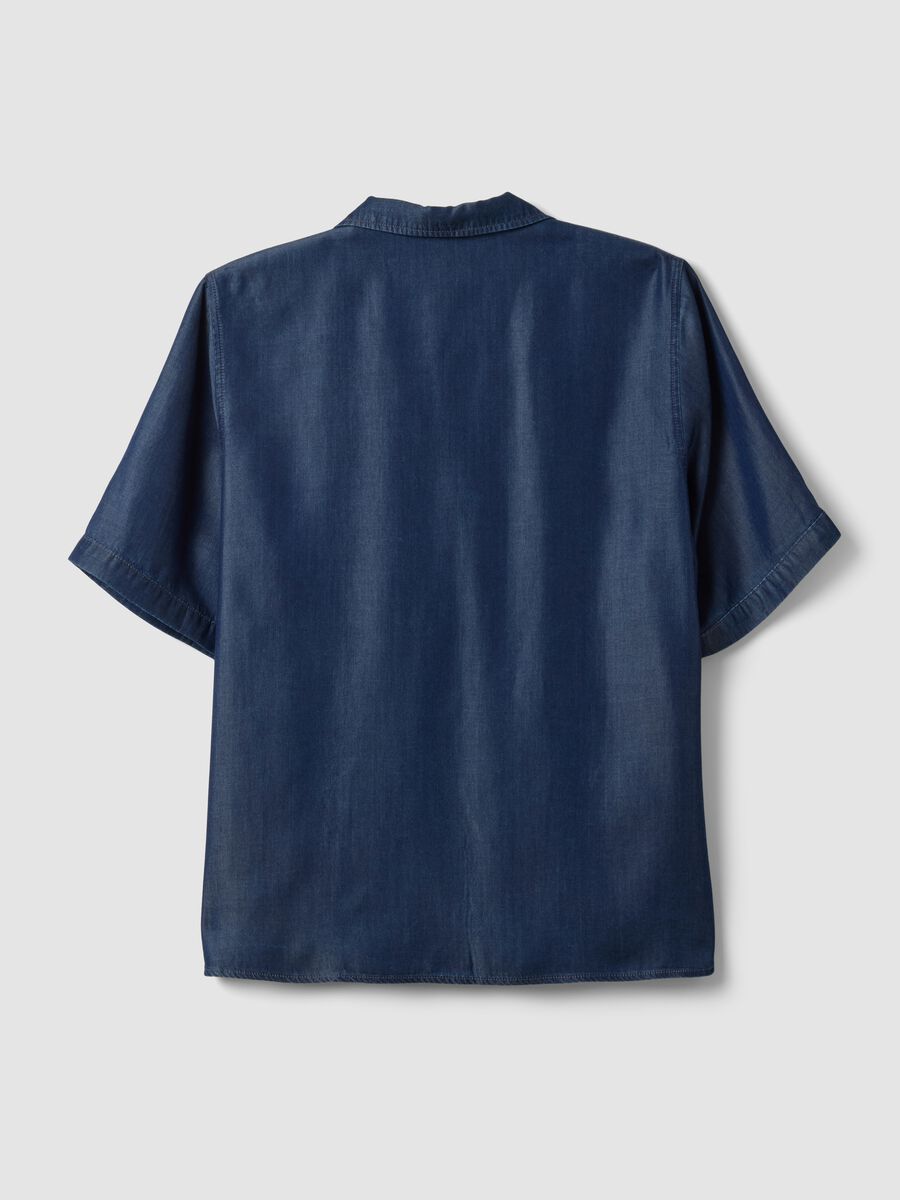 Blue pure lyocell short-sleeved shirt, regular fit_1
