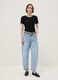 Black viscose blend t-shirt regular fit with cut-out details_1