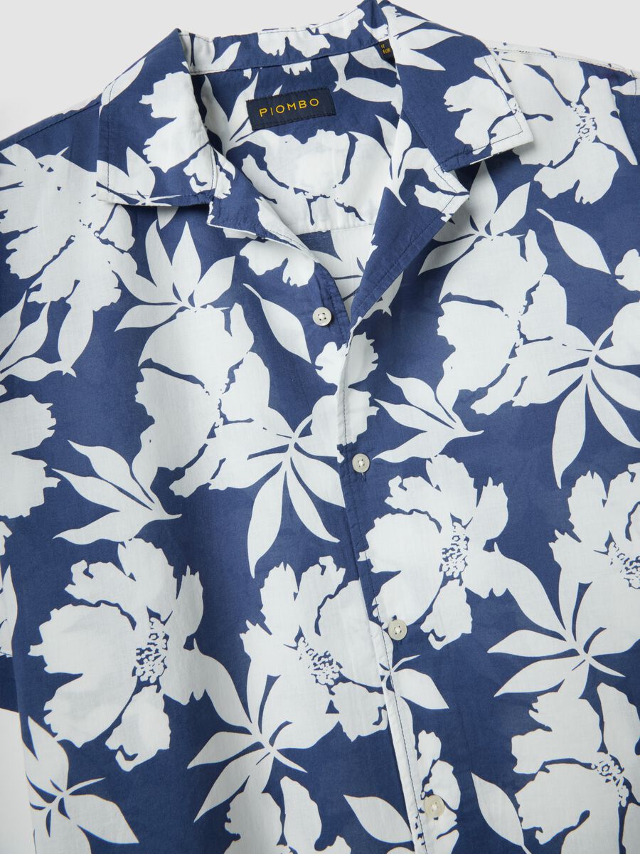 Blue organic cotton floral shirt_5
