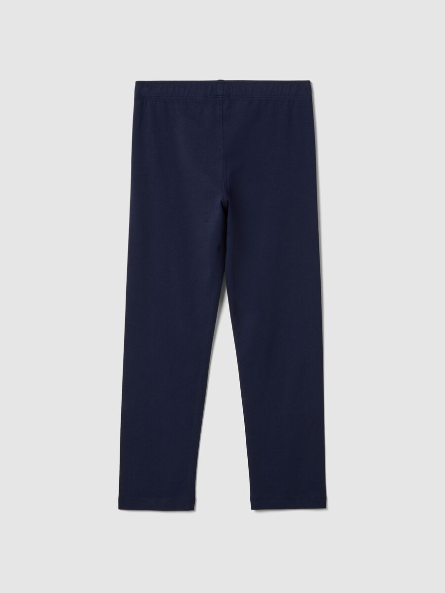 Girls' Blue Cotton Blend Skinny Leggings_4