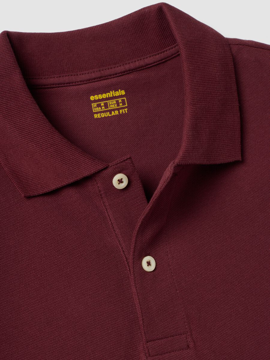 Red pure cotton piqu&eacute; polo shirt with classic collar, regular fit_2