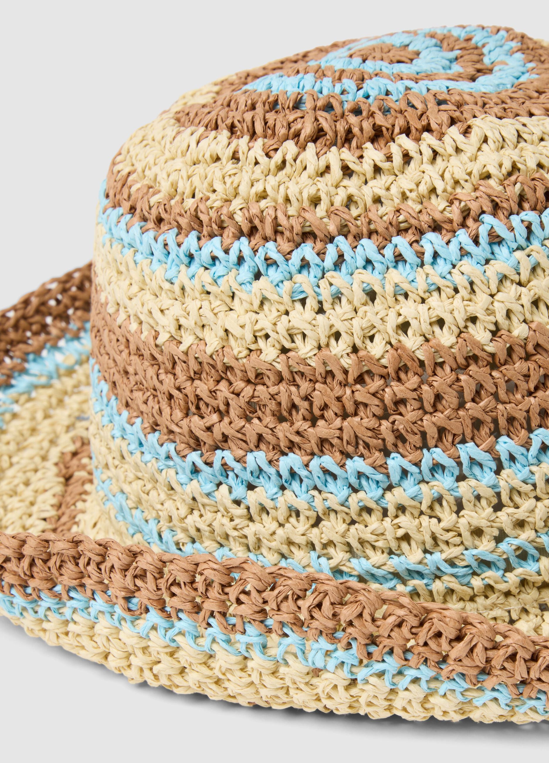 Multicolour striped paper blend fabric hat