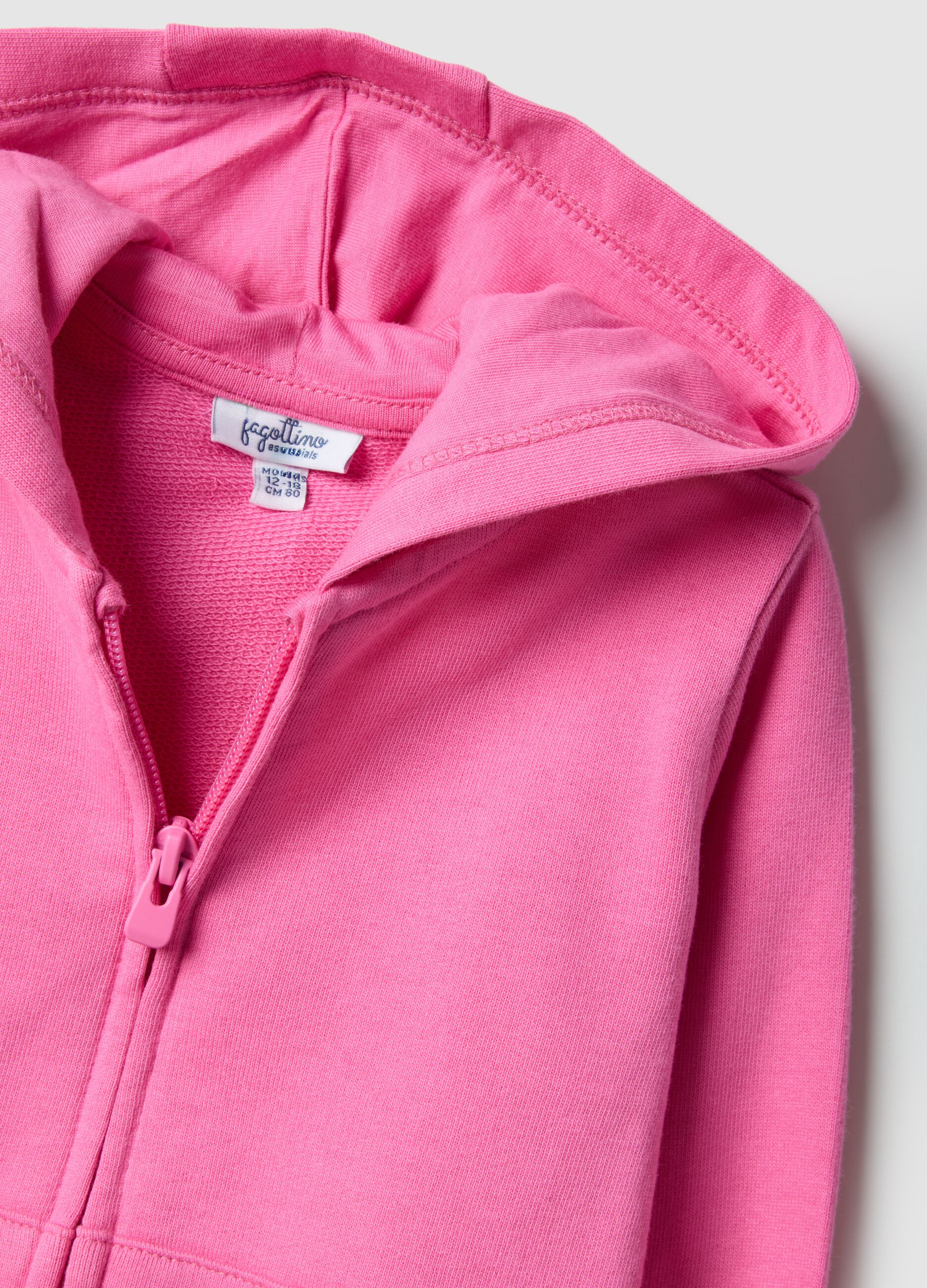 Girls' pink cotton hoodie regular fit
