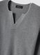 Maglia grigia in misto cotone con scollo serafino regular fit_1