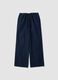 Blue pure cotton wide-leg denim trousers_4