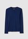 Blue long-sleeve T-shirt in pure cotton, regular fit_4