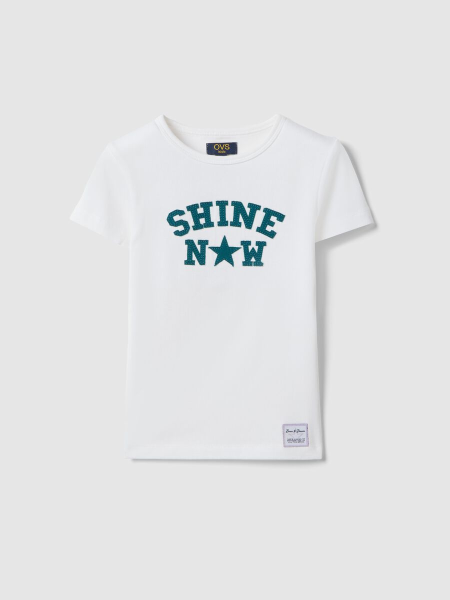 White stretchy cotton fitted girl&rsquo;s t-shirt with print_3
