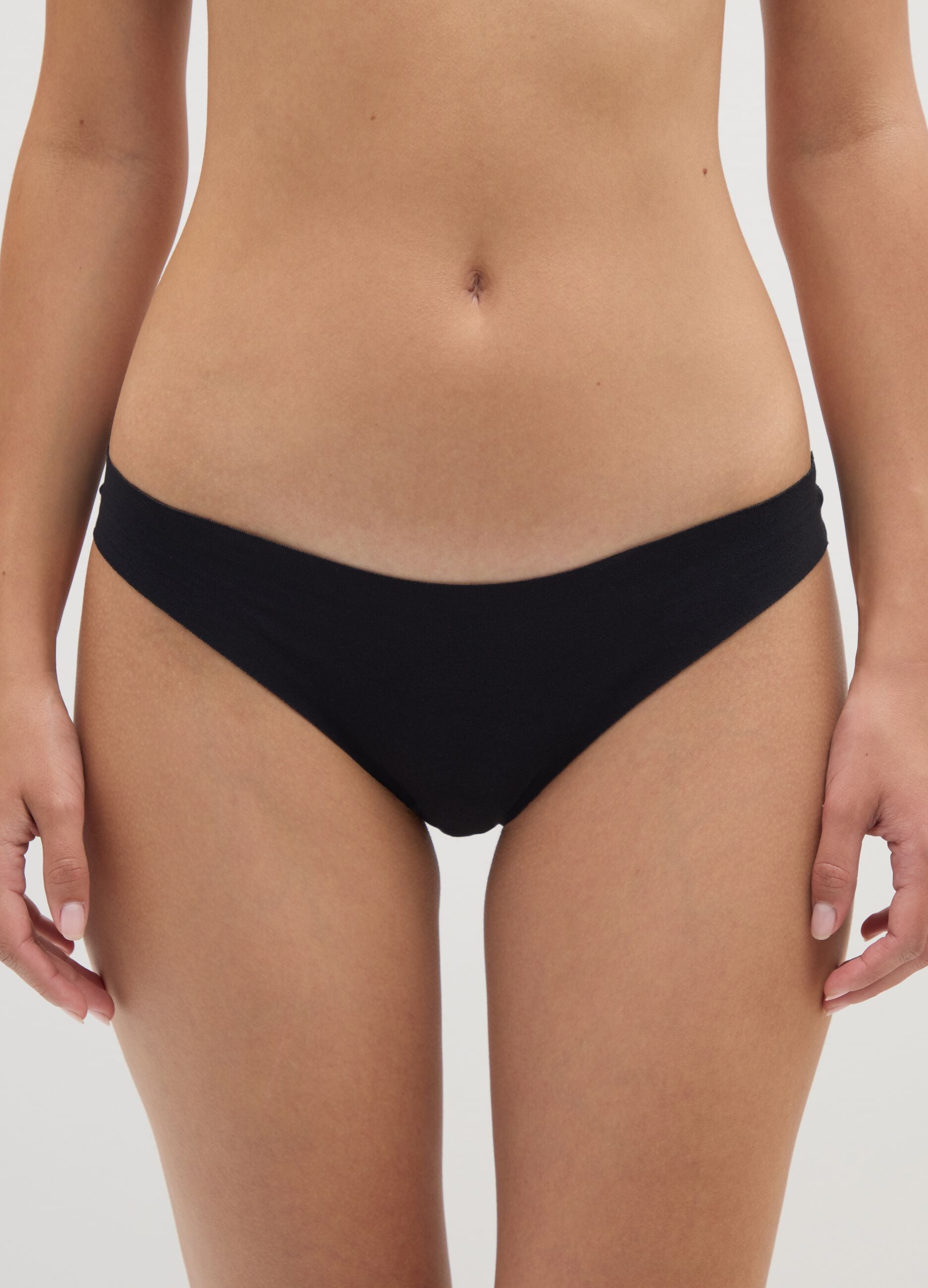 Black stretch cotton briefs, regular fit