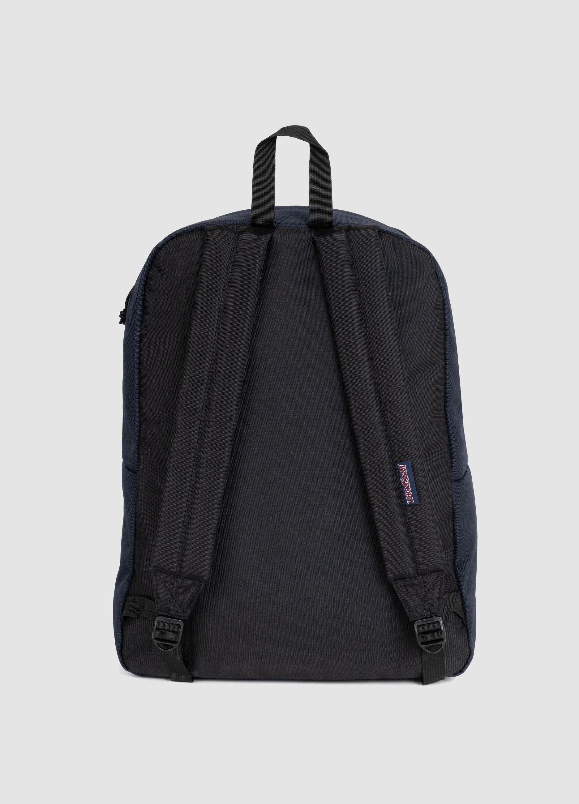 Blue backpack with front pocket