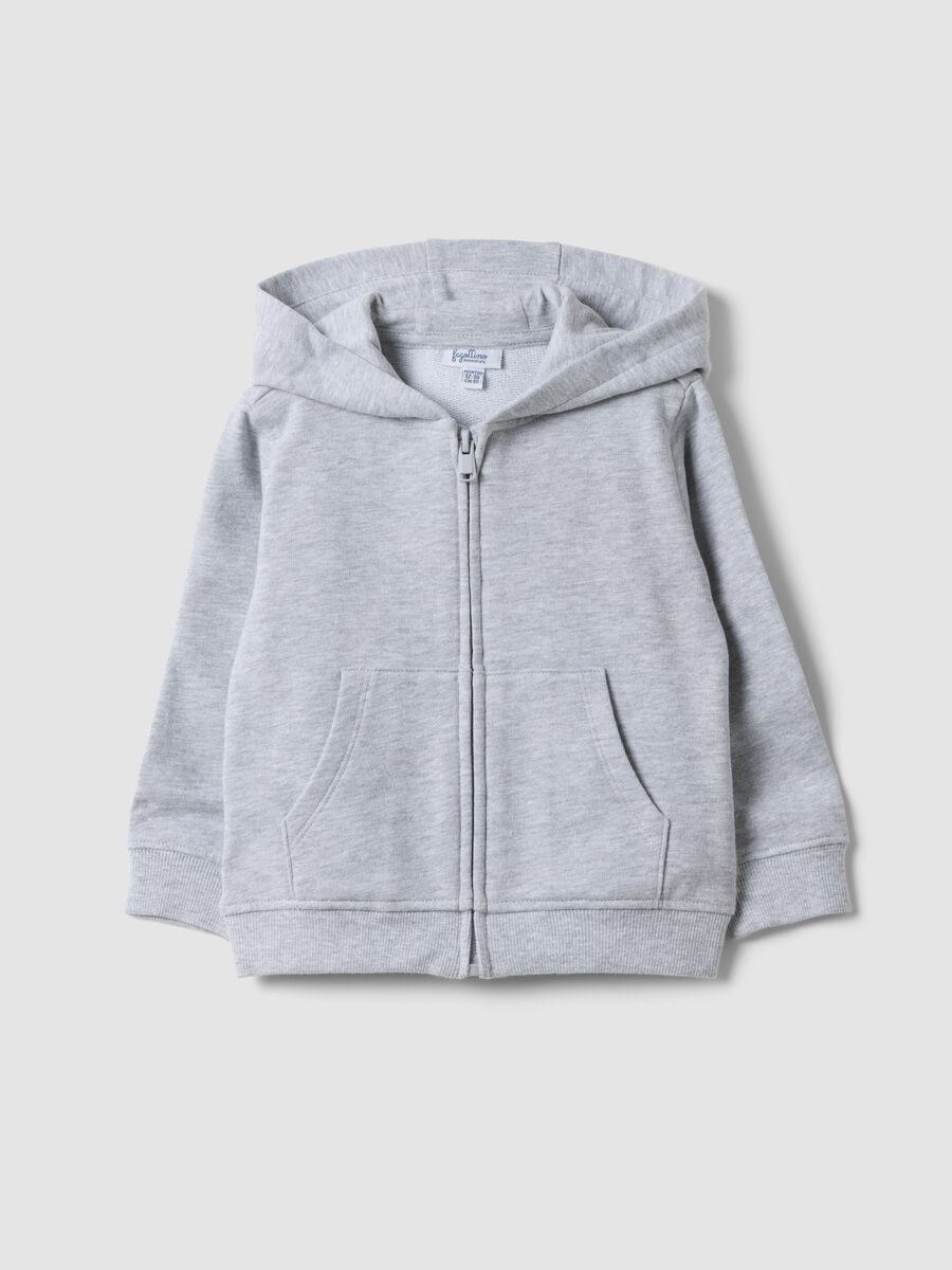 Grey organic cotton hooded sweatshirt, regular fit, for boys_0