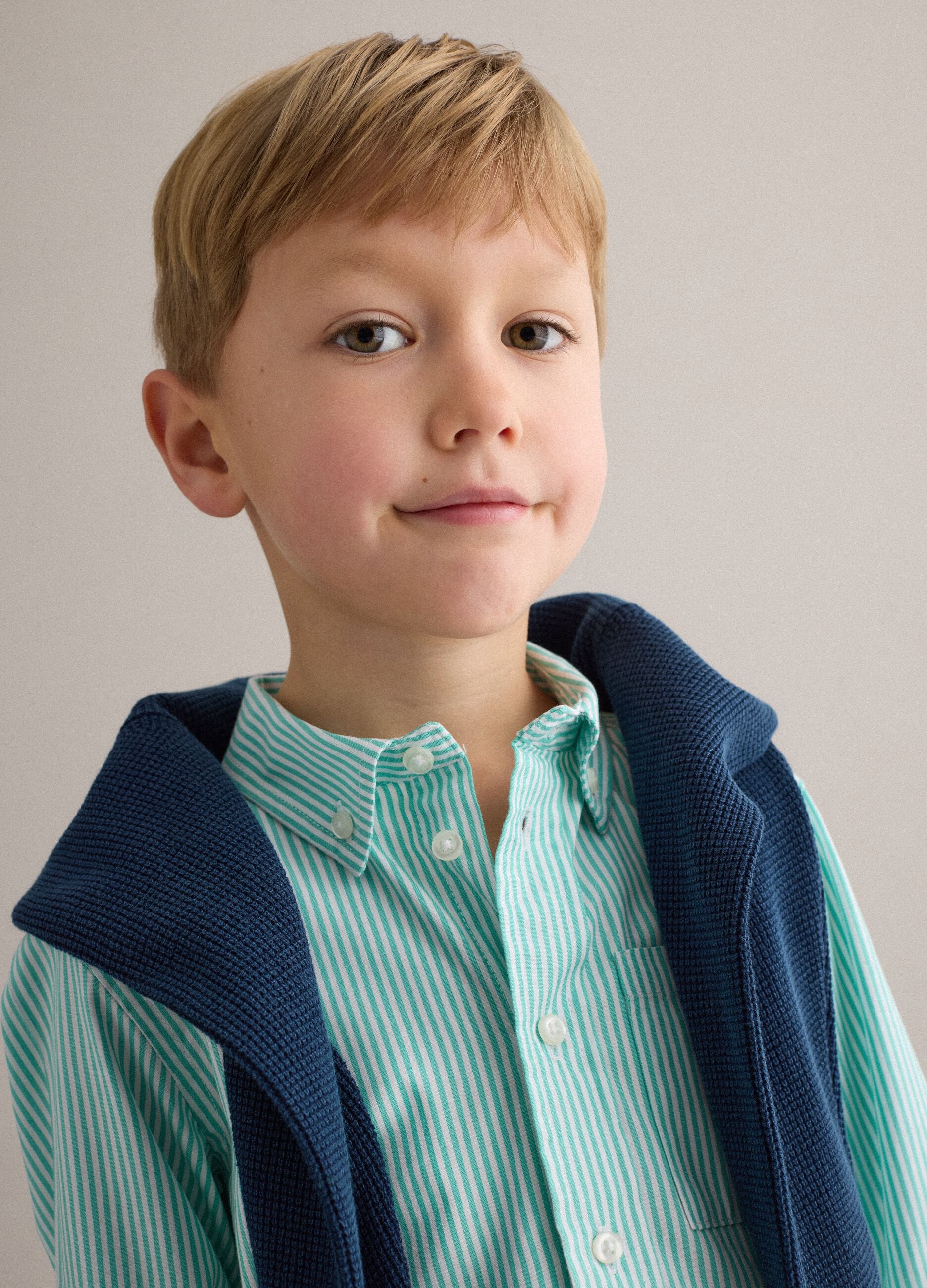 Boy's regular fit multicolour striped pure cotton shirt