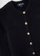 Black pure cotton regular fit cardigan with gold buttons_5
