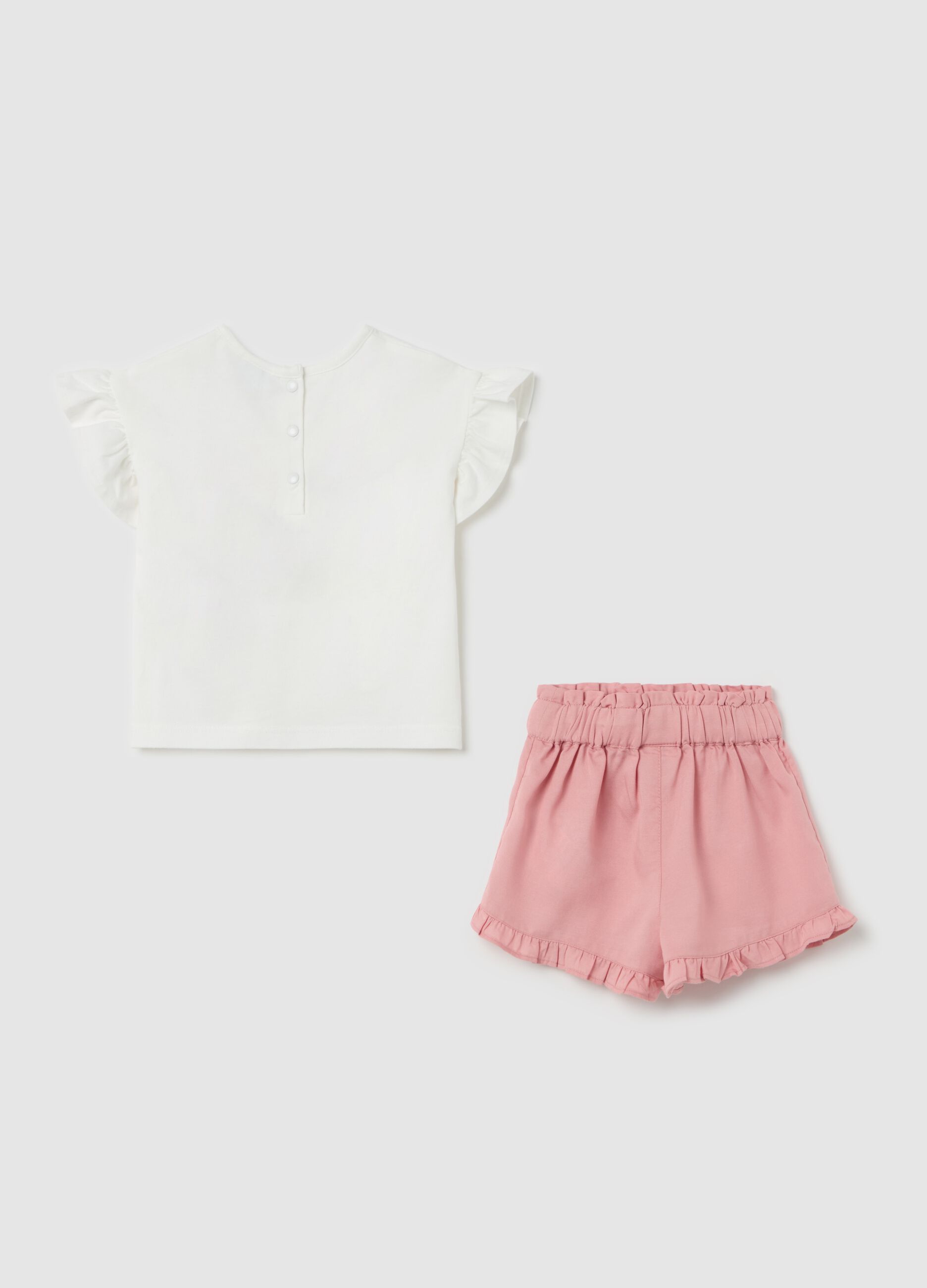 Set in cotone stretch t-shirt e shorts 