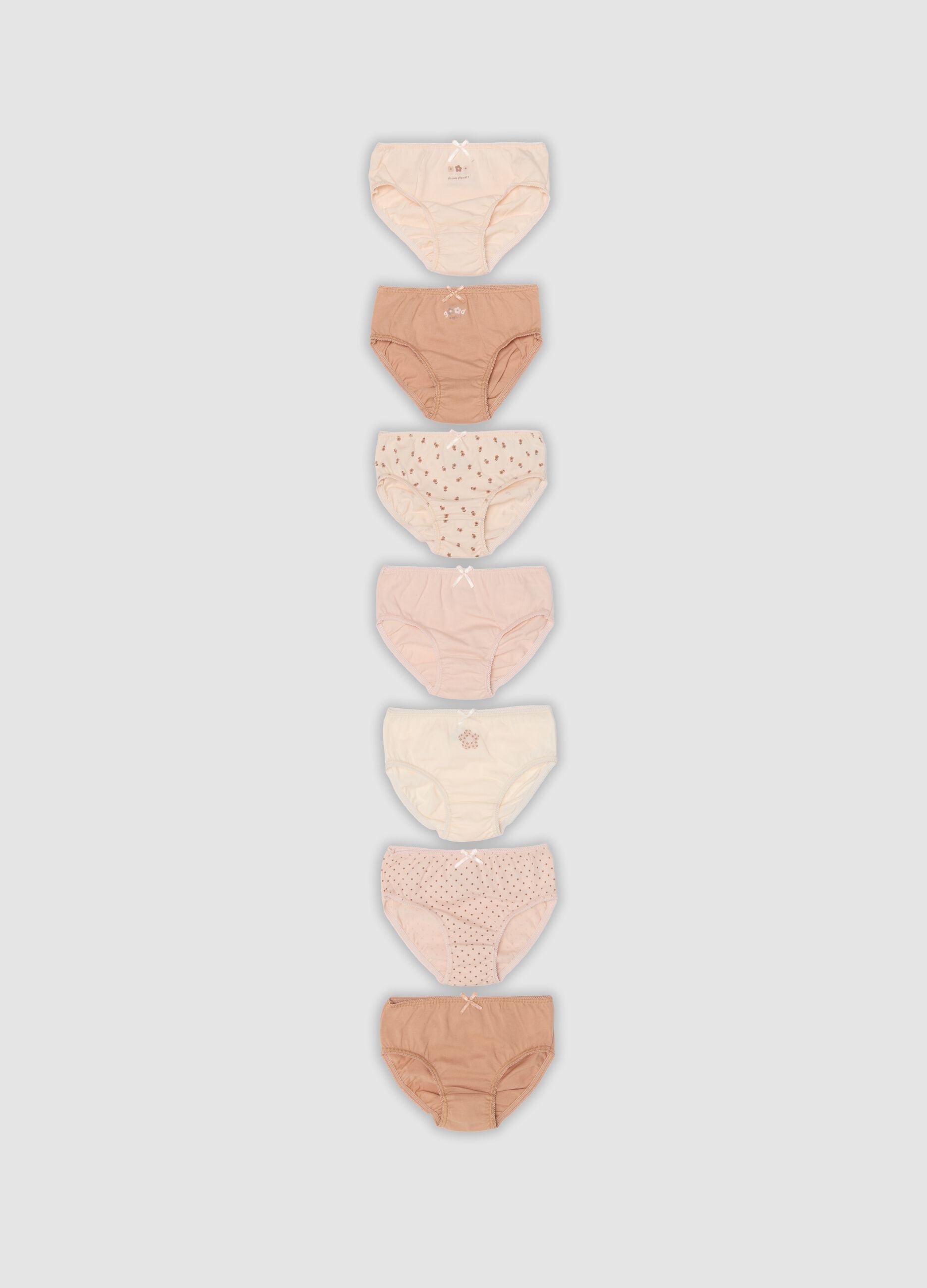 7-pack of multicolour organic cotton briefs for baby girls and toddlers